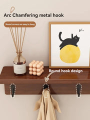 Solid wood clothes hook, multifunctional coat hook on the entrance entrance wall, key hook, wall mounted non perforated row hook