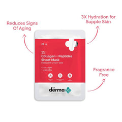 Mascarilla facial de lámina con colágeno + péptidos al 1% de The Derma Co