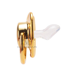 Ensemble élégant de luxe moderne avec tétine et chaîne en diamant doré, avec initiales, tétine blanche et élégante, magnifique tétine et attache