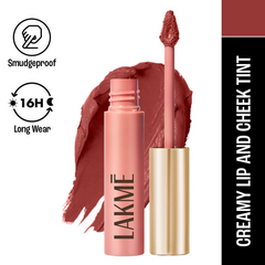 Barra de labios mate en mousse Lakme Double Duty para labios y mejillas - Burgundy Lush