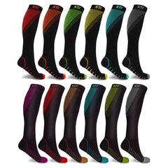 12-Pairs: Athletic Graduated Knee-High Compression Socks