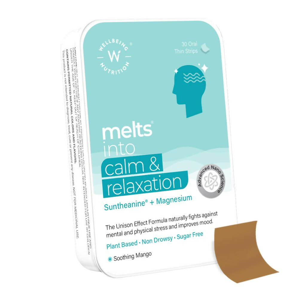 Tiras orales Melts Calm & Relaxation de Wellbeing Nutrition - Sabor relajante a mango