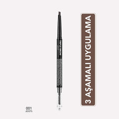 Flormar Triple Brow Pencil with Powder and Brush - Multi-Functional Eyebrow Makeup