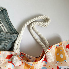 Womens Large-Capacity Striped Beach Tote Bag