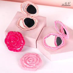 Portable Folding Mirror With Electroplated Rose Design