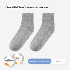 Chaussettes de compression de voyage-tube moyen-grises-polyester et coton-1 paire