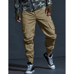 Pantalon de travail ajusté à poches multiples pour homme