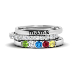 Personalized Ring With Birthstone Letter Names