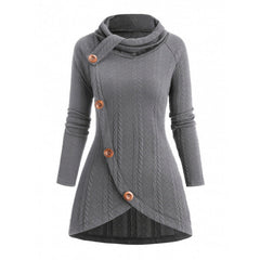 Cardigan tricoté asymétrique à col roulé et manches longues pour femmes