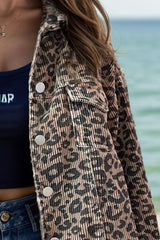 Lightweight Leopard Button Down Long Sleeve Jacket Bold & Trendy Luxury Print Outerwear