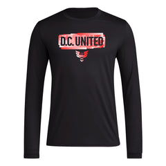 adidas Mens Size Long Sleeve Pre-Game T-Shirt Black/D.C. United X-Large Tall