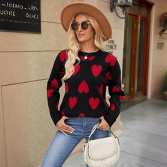 Pull en maille jacquard à col rond, manches longues