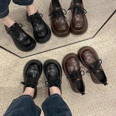 Black Lace-up Leather Shoes Comfortable For Work And Commuting