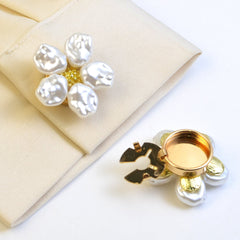 Alloy Pearl Rhinestone Cufflink Buttons