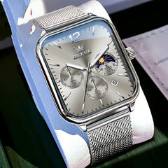 Oulishi Brand Watch With A Rectangular Dial