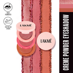 Lakme 9 To 5 Eyeconic Cream Powder Eyeshadow Stack - Nude Bomb