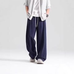 Pantalones deportivos transpirables para hombre, de seda helada y caída fluida