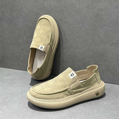 New Summer Men's Canvas Shoes, Thick Sole Light Skate Shoes, Wide Toe Casual Sneakers