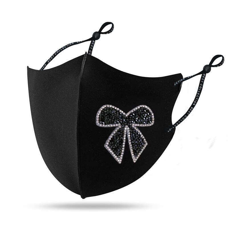 Masque en tissu créatif orné d’un nœud en diamant brillant