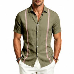 Mens Casual Linen Short-sleeve Shirt