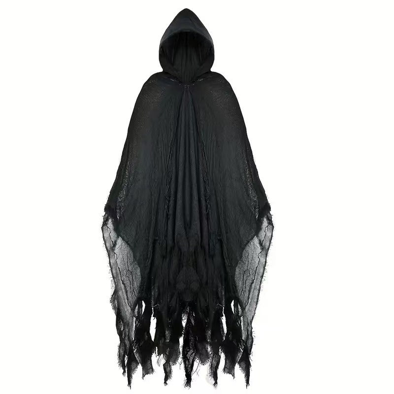 Capa de bruja de Halloween con estampado de calaveras, ropa y accesorios de disfraz de muerte