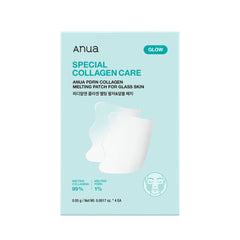 collagen melting patches for glass skin packaging design showcasing Anua PDRN Collagen Melting Patch with clear instructions.