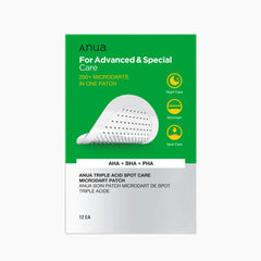 Anua triple acid spot care patch packaging featuring microdart technology and skincare benefits for advanced care.