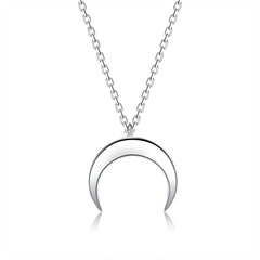 Authentic 925 Sterling Silver Simple Moon Shape Necklace