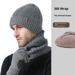 Nouvel ensemble d'hiver pour homme composé d'un bonnet, d'une écharpe et de gants épaissis