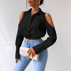 Cardigan pour femme à revers boutonné, au design de blouse sophistiquée