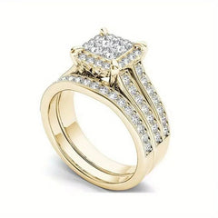Gold-plated Zircon-inlaid Ring For Women