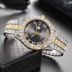 Roman Numeral Dial Steel Band Quartz Watch