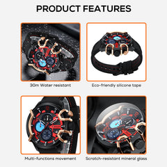 Multifunctional Waterproof Mens Luminous Quartz Watch