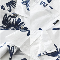 Chemise à manches courtes imprimée, tendance japonaise 8286