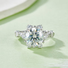 Anillo de moissanita de 3 ct en plata de ley S925, halo de estrella D-VVS1 de 9 mm con banda dividida, bañado en platino, tallas estadounidenses 5-9, caja de regalo con certificación GRA