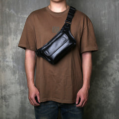 Single-Shoulder Crossbody Genuine Leather Chest BagWaist Bag Large Capacity Multi-Functional