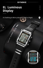 Men's Retro Rectangular Sports Waterproof Luminous Electronic Watch