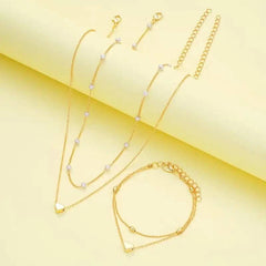 3pcs Heart Necklace & Bracelet Set for Women