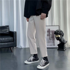 Pantalon décontracté polyvalent pour homme, coupe ample et droite