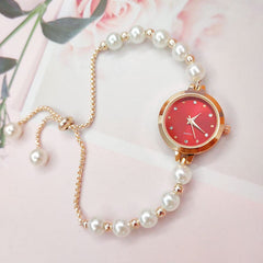 New Pearl Bracelet Watch Womens Quartz Watch