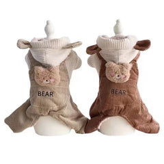 Salopette quatre pattes pour chien en polaire épaisse doublée, style ours café au lait