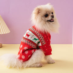 Pull de Noël pour chien avec élan et sapin de Noël