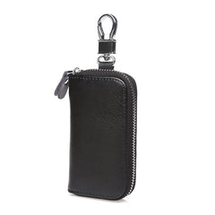 Men's Leather Zipper Multi-function Car Key Holder