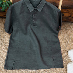 Chemise à manches courtes en lin respirant pour homme