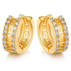 Barzel Double Encrusted Greek Key Hoop Earrings in Swarovski Crystal