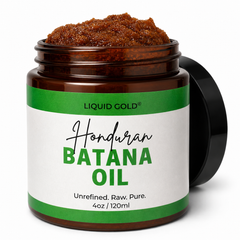 Open 4 Oz Jar of authentic raw batana oil imported from Honduras. Unrefined brown paste for dry hair.