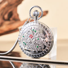 Camellia Automatic Mechanical Pocket Old Shanghai Style Classic Flip-Open Pendant Watch For Ladies