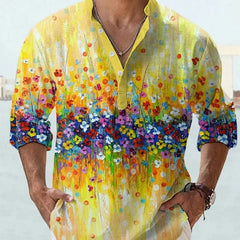 Camisa polo para hombre de manga larga con estampado digital 3D