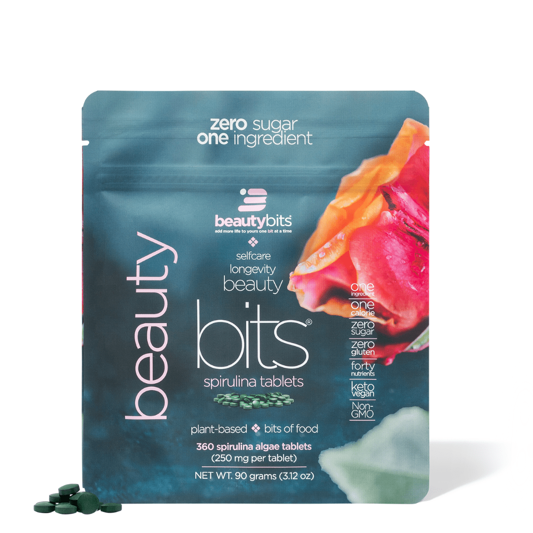 BEAUTYbits Spirulina Tablets small bag front packaging view