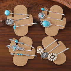 Bohemian Style Turquoise-encrusted Bobby Pin Hair Clip Set, A Popular